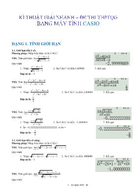 Kĩ thuật giải nhanh trắc nghiệm Toán bằng máy Casio